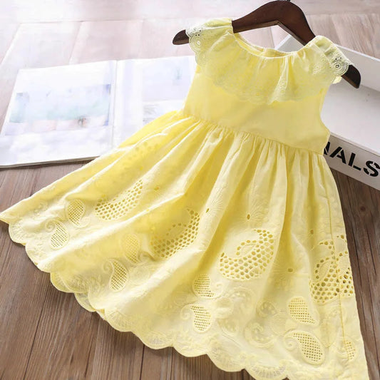 Baby Kids Clothing Cute Ruffled Round Neck Vest Dress