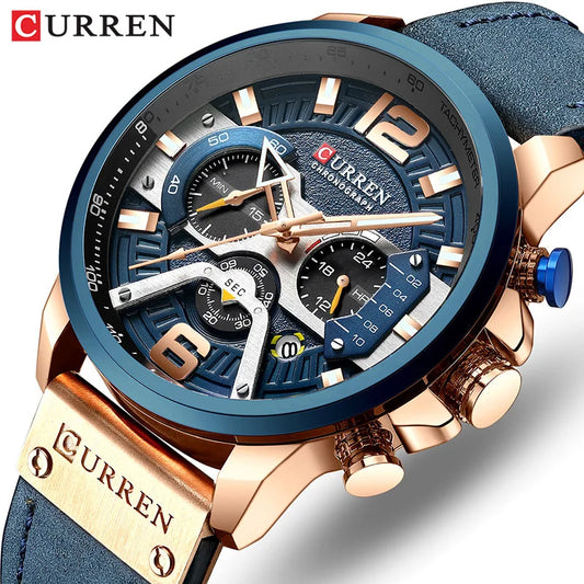 Top Brand Luxury Men Military Sport Wristwatch Leather Quartz Watch