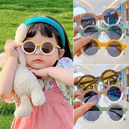 FGHGF Fashion Children's Sunglasses Infant's Retro Solid Color Ultraviolet-proof Cute Round Protection Outdoor Glasses