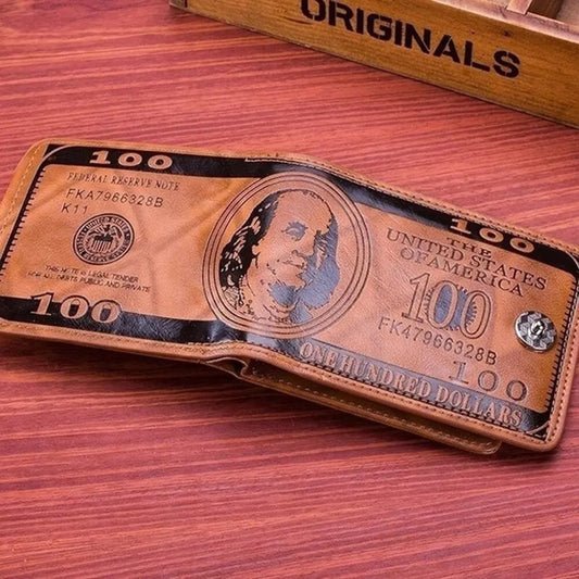 100 US Dollar Pattern Male Leather Wallet
