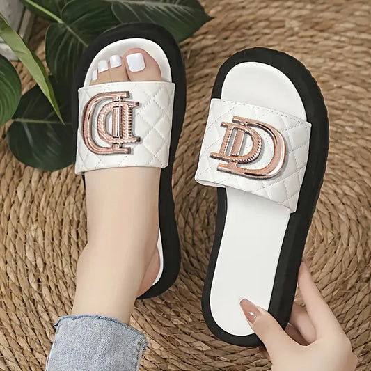 Women's Diamond Grid Luxury Decor Flat Sandals