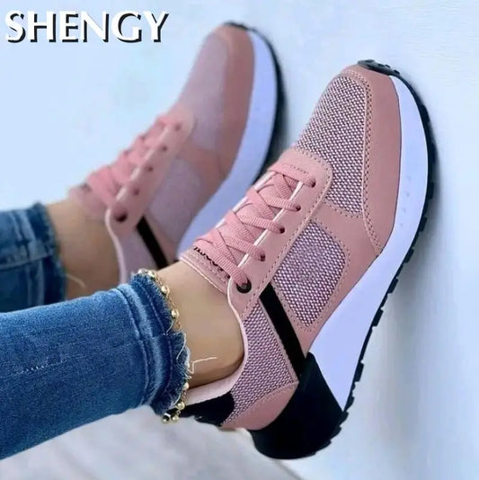 2024 New Women Sneakers  Mixed Colors Lace-Up