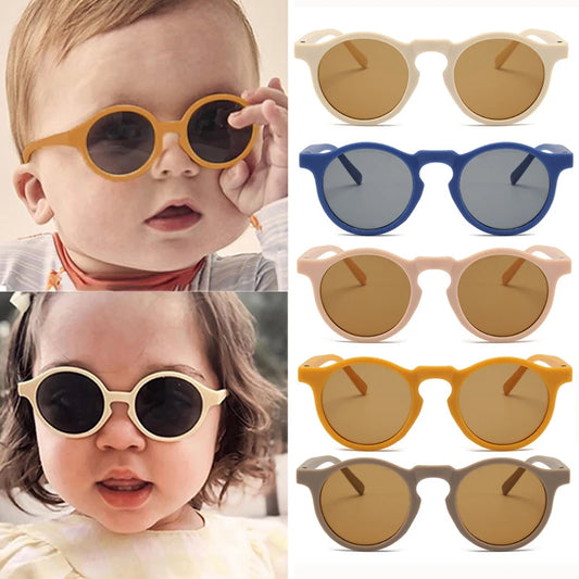 Kids Vintage Frosted Round Outdoor Sun Protection Sunglasses