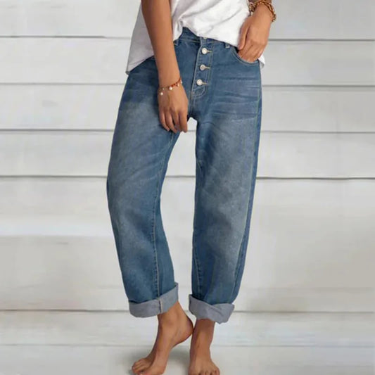 Vintage Spring 2024 Womens Fashion High Waist  Leg Jeans Baggy