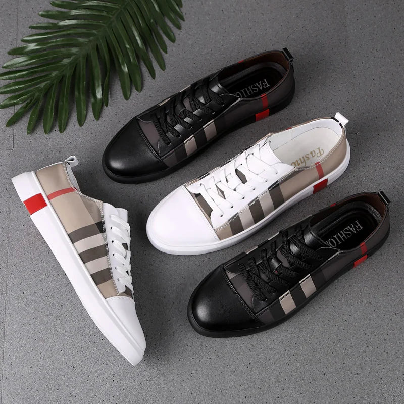 Men Fashion Sneakers High Quality  Genuine Leather Shoes