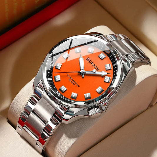 New Men's Watches Top Luxury Quartz  Luminous Chronograph Stainless Steel Waterproof